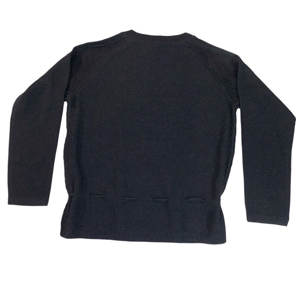 Lissy size XL black shimmer crew neck long sleeve sweater with tie waist accent - Picture 2 of 14